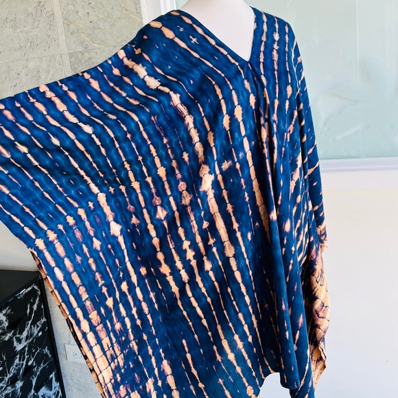 0028/ Indigo Blue Short kaftan, Mini caftan - Picture 2 of 7